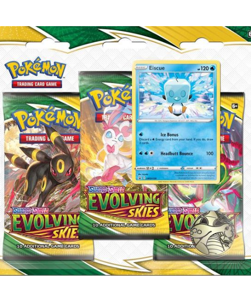 Pokemon Sword & Shield Evolving Skies 3 Pack Blister Eiscue
